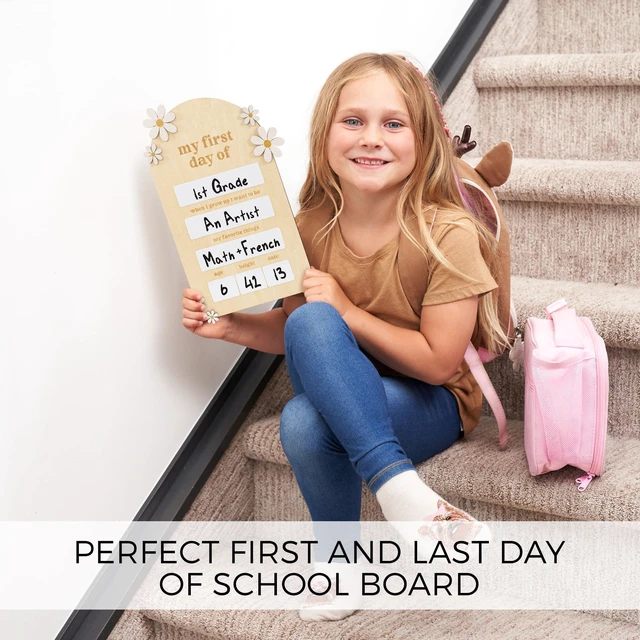 Alt view image 3 of 7 - Beautiful Wooden First and Last Day of School Board Sign - Dry-Erase Prop Modern and Large Back to School Sign for Lasting Memories - The Perfect Wooden Photo Prop for Kindergarten