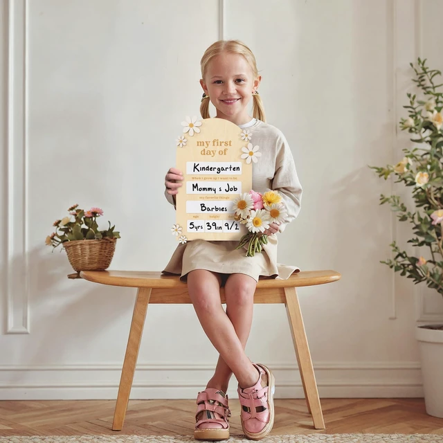 Alt view image 4 of 7 - Beautiful Wooden First and Last Day of School Board Sign - Dry-Erase Prop Modern and Large Back to School Sign for Lasting Memories - The Perfect Wooden Photo Prop for Kindergarten