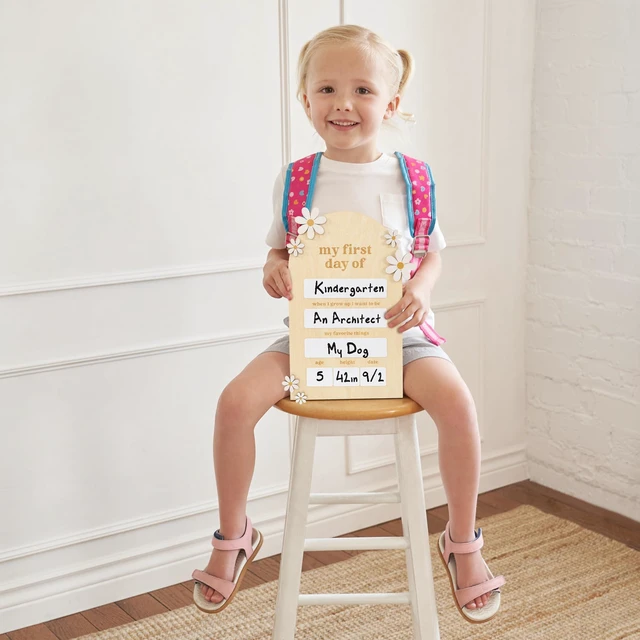 Alt view image 7 of 7 - Beautiful Wooden First and Last Day of School Board Sign - Dry-Erase Prop Modern and Large Back to School Sign for Lasting Memories - The Perfect Wooden Photo Prop for Kindergarten