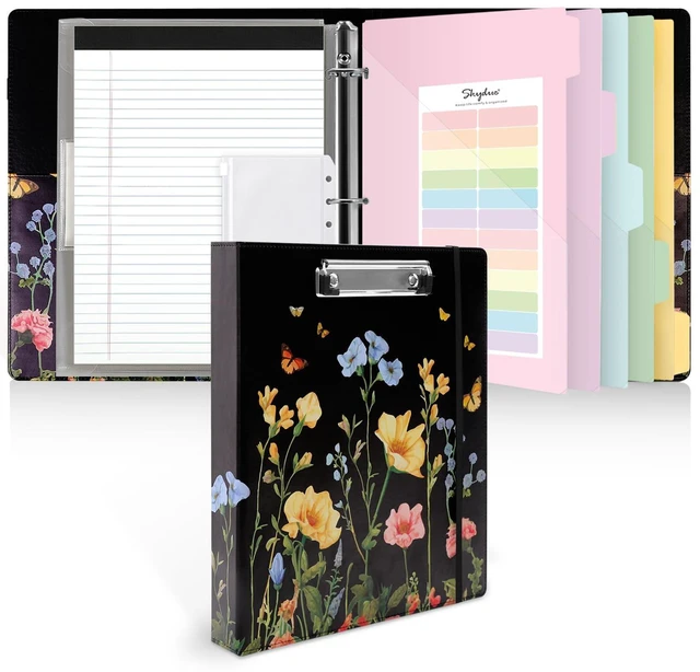 Main image of 1 Inch 3-Ring Binder with Clipboard, PU Aesthetic Binder with 5 Dividers, Notepad, Stickers & Pockets for Work and School (Letter Size)