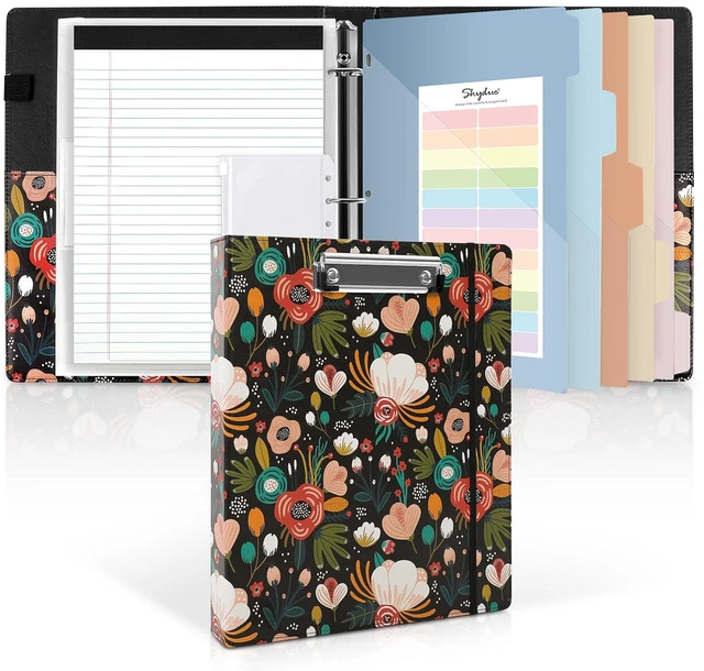 Main image of 1 Inch 3-Ring Binder with Clipboard, PU Binder with 5 Dividers, Notepad, Stickers & Pockets for Work and School - Aesthetic Binder (Letter Size)