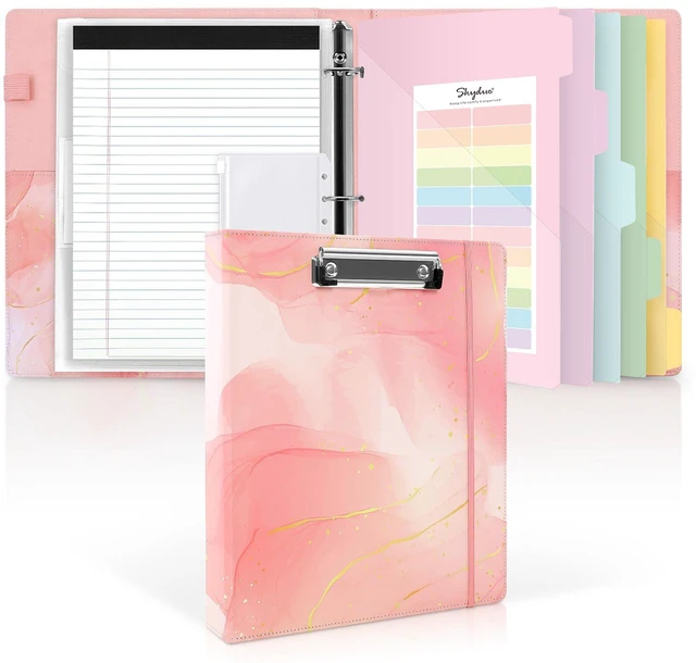 Main image of 1 Inch 3-Ring Binder with Clipboard, PU Binder with 5 Dividers, Notepad, Stickers & Pockets for Work and School - Aesthetic Binder (Letter Size)