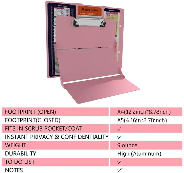 Alt view image 4 of 7 - Nursing Clipboard Nursing Edition - 3 Layers Aluminum Foldable Nurse Clipboard Nursing Student Essentials - Foldable Clipb Board Nursing Trifold Nursing School Essentials