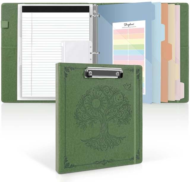Main image of 1 Inch 3-Ring Binder with Clipboard, PU Binder with 5 Dividers, Notepad, Stickers & Pockets for Work and School - Aesthetic Binder (Letter Size)