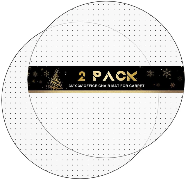 Main image of Office Chair Mat for Low Pile Carpet 36" x 36" Round, 2-Pack Clear PVC With Anti-Slip Studs, Prevents Carpet Wear From Rolling Chair Wheels, Smooth Glide Surface For Easy Daily Rolling