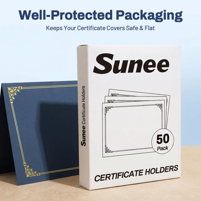 Alt view image 6 of 7 - Certificate Holders(Navy Blue, 50 Packs), Diploma Covers Gold Foil Border, for Letter Size 8.5x11 Certificates, Cardstock, Document Papers
