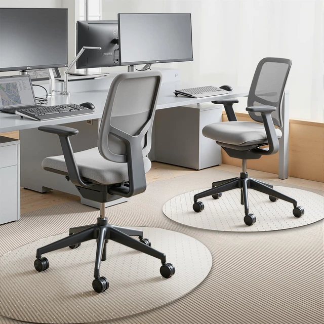 Alt view image 2 of 6 - Office Chair Mat for Low Pile Carpet 36" x 36" Round, 2-Pack Clear PVC With Anti-Slip Studs, Prevents Carpet Wear From Rolling Chair Wheels, Smooth Glide Surface For Easy Daily Rolling