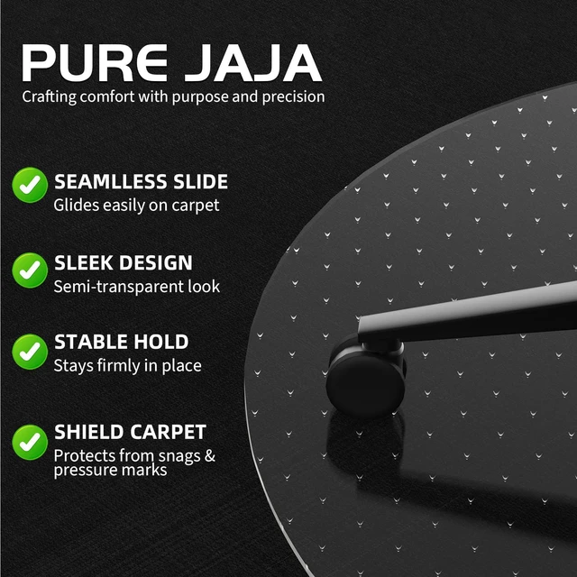 Alt view image 3 of 6 - Office Chair Mat for Low Pile Carpet 36" x 36" Round, 2-Pack Clear PVC With Anti-Slip Studs, Prevents Carpet Wear From Rolling Chair Wheels, Smooth Glide Surface For Easy Daily Rolling
