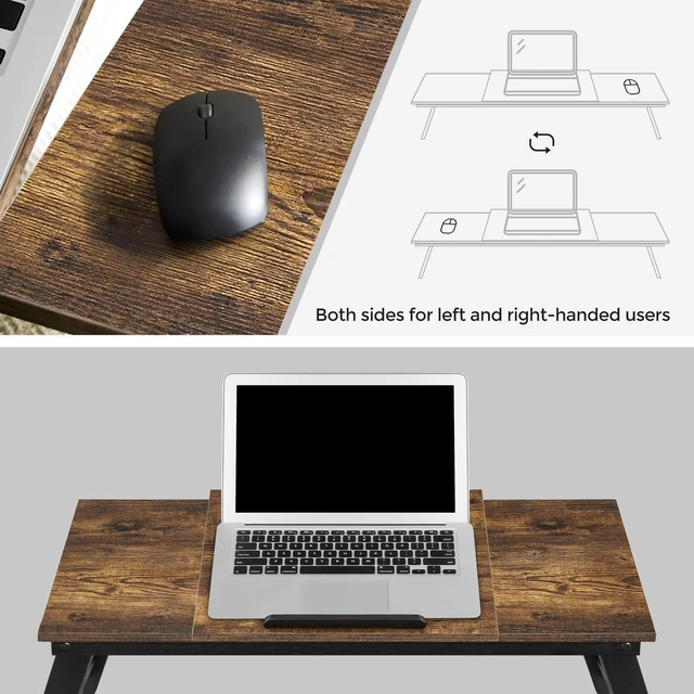 Alt view image 5 of 7 - Bed Laptop Desk, Folding Bed Tray, Adjustable Angle and Height Bed Tray for Laptop up to 15.6 Inches, Portable for Working Reading Writing Breakfast, Drawer, Rustic Brown ULLD110B01