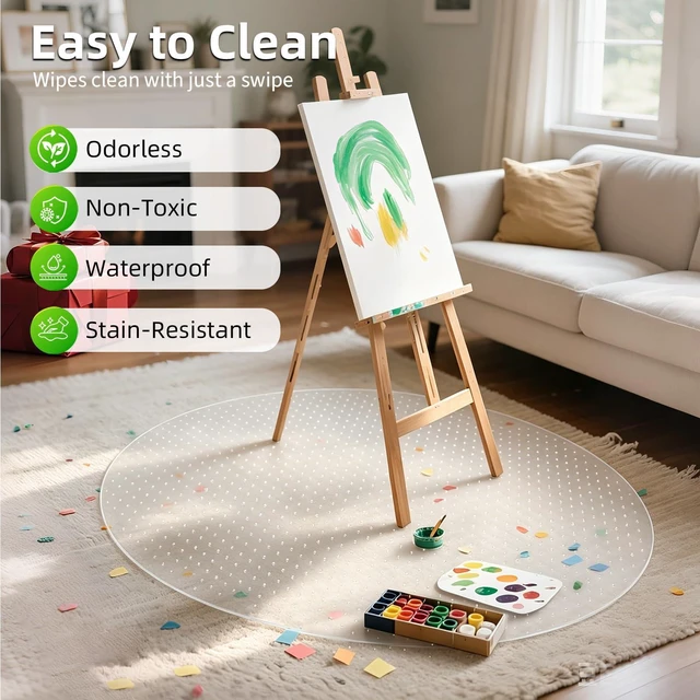 Alt view image 6 of 6 - Office Chair Mat for Low Pile Carpet 36" x 36" Round, 2-Pack Clear PVC With Anti-Slip Studs, Prevents Carpet Wear From Rolling Chair Wheels, Smooth Glide Surface For Easy Daily Rolling