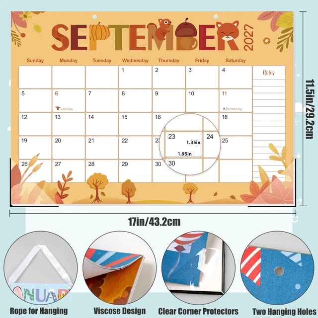 Alt view image 3 of 7 - Desk Calendar 2026-2029,36 Months Calendar Runs from 2026 Jun. to 2029 May, 17"x11.5" Monthly Desktop/Wall Planner with Thick Paper and Notes for Home School & Office