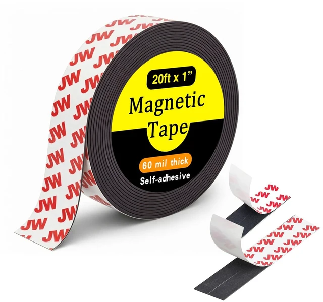 Main image of Magnetic Tape with Adhesive Backing, 20 Feet x 1 Inch, Flexible Easy to Cut, Magnetic Strip, Ideal for DIY Crafts, Classroom Projects and Home Organization