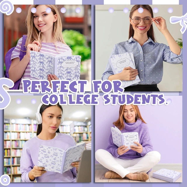 Alt view image 5 of 7 - 6 Pack Purple Cherry Composition Notebook College Ruled Back to School Supplies 110 Pages Note Taking, 9-3/4 x 7-1/2"Inch Size, Preppy Aesthetic Design, Cute Journal Office Use