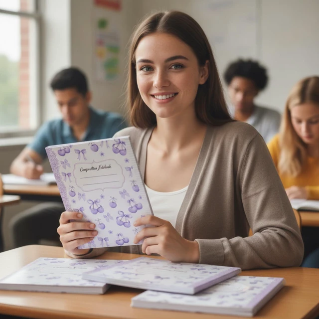 Alt view image 3 of 7 - 6 Pack Light Purple Composition Notebook College Ruled Back to School Supplies 110 Pages Note Taking, 9-3/4 x 7-1/2"Inch Size, Preppy Aesthetic Design, Cute Journal Office Use