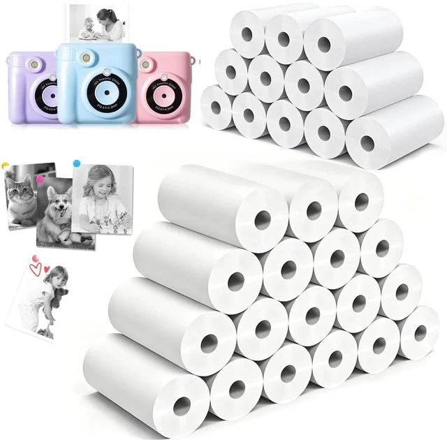 Main image of 30 Rolls Kids Camera Paper Roll Refill Compatible with Most Instant Print Cameras for Kids BPA Free 2.24"x0.98"