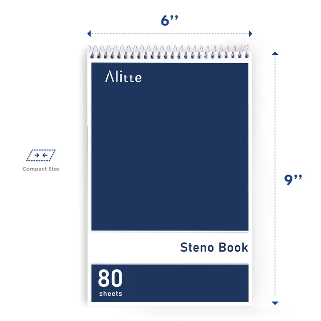 Alt view image 2 of 6 - Steno Pads Spiral 6x9-24 Pack Regular Colors - Perfect for Work, School, and Home Use, Easy Tear-Off Pages, Gregg ruled, White Paper - No Ink Bleeds - 80 Sheets
