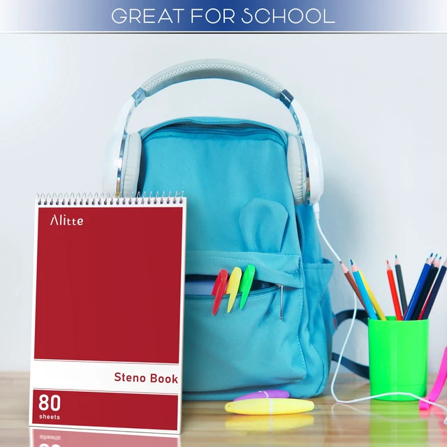 Alt view image 6 of 6 - Steno Pads Spiral 6x9-24 Pack Regular Colors - Perfect for Work, School, and Home Use, Easy Tear-Off Pages, Gregg ruled, White Paper - No Ink Bleeds - 80 Sheets
