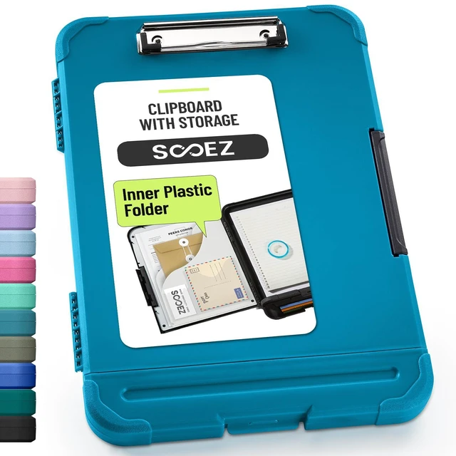 Main image of Reinforced Clipboard with Storage, Inner Plastic Folder Attached, Heavy Duty Plastic Clip Boards 8.5x11 with Pen Holder, High Capacity Nursing Clipboard for Teacher Office Home, Letter / A4 Size