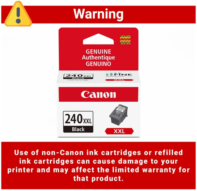 Alt view image 5 of 7 - PG-240 XXL Genuine Black Ink Cartridge, Compatible with MG2120/3120/4120, MX512/432/472/372/392/522/532/452, MG2220/3220/4220/3520/3620, TS5120