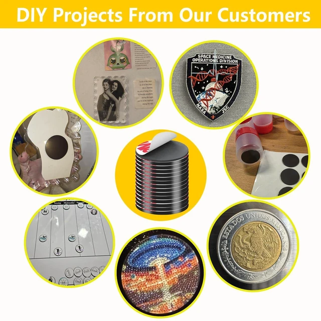 Alt view image 3 of 7 - 45Pack,1.6 inch Big Round Magnets Dots, Precut Flexible Circle Magnetic Tapes with Adhesive Backing for Whiteboard, Fridge, Crafts,Organization