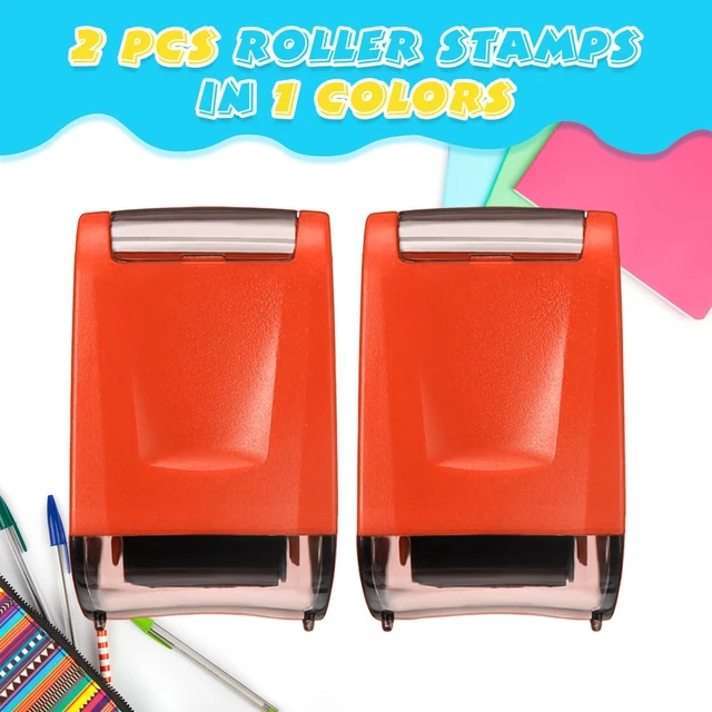 Alt view image 2 of 7 - 2 Pcs Roller Stamps Classroom,2.72 X 2.44 X 1.54 Inch,Orange Kindergarten Education Must Haves, Handwriting Practice Tool in Teacher Classroom, Back to School Gift Helping Kids Learning