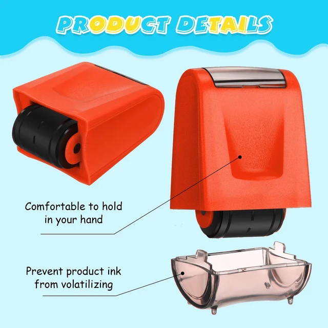 Alt view image 4 of 7 - 2 Pcs Roller Stamps Classroom,2.72 X 2.44 X 1.54 Inch,Orange Kindergarten Education Must Haves, Handwriting Practice Tool in Teacher Classroom, Back to School Gift Helping Kids Learning