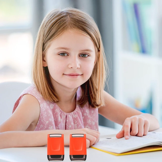 Alt view image 6 of 7 - 2 Pcs Roller Stamps Classroom,2.72 X 2.44 X 1.54 Inch,Orange Kindergarten Education Must Haves, Handwriting Practice Tool in Teacher Classroom, Back to School Gift Helping Kids Learning