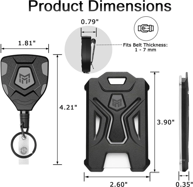 Alt view image 4 of 6 - 4 Pack Heavy Duty Badge Holder, Vertical ID Card Holder for Credit Cards, Clear ID Window, All PC Polycarbonate Plastic Housing, 5 Cards Capacity, Built-in Elastic Clip, Black