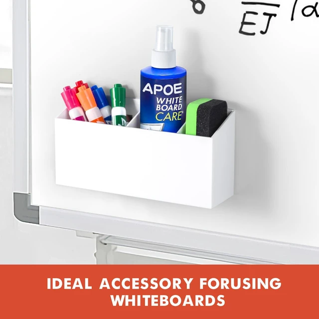 Alt view image 5 of 7 - Magnetic Dry Erase Marker Holder for Whiteboard, Fridge Classroom Acrylic Magnet Pen Holder for Office, Refrigerator, Whiteboard Maker Holder for Teacher, Locker Organizer Accessories-White