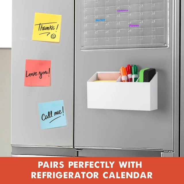 Alt view image 6 of 7 - Magnetic Dry Erase Marker Holder for Whiteboard, Fridge Classroom Acrylic Magnet Pen Holder for Office, Refrigerator, Whiteboard Maker Holder for Teacher, Locker Organizer Accessories-White