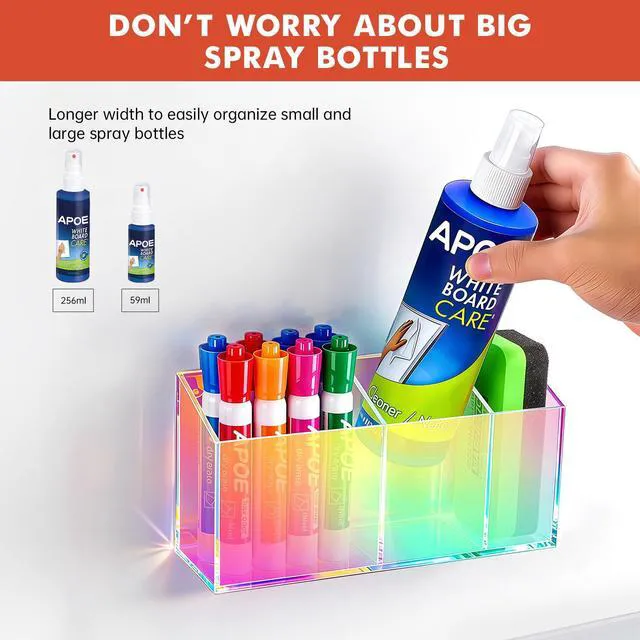 Alt view image 3 of 7 - Magnetic Dry Erase Marker Holder for Whiteboard, Fridge Classroom Acrylic Magnet Pen Holder for Office, Refrigerator, Whiteboard Maker Holder for Teacher, Locker Organizer Accessories-Coloful