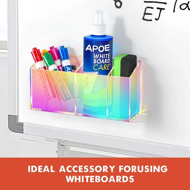 Alt view image 5 of 7 - Magnetic Dry Erase Marker Holder for Whiteboard, Fridge Classroom Acrylic Magnet Pen Holder for Office, Refrigerator, Whiteboard Maker Holder for Teacher, Locker Organizer Accessories-Coloful