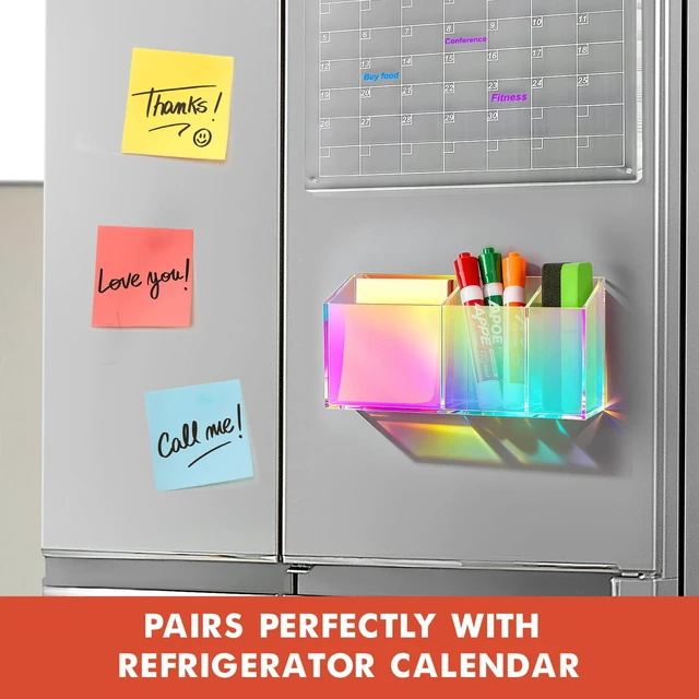 Alt view image 6 of 7 - Magnetic Dry Erase Marker Holder for Whiteboard, Fridge Classroom Acrylic Magnet Pen Holder for Office, Refrigerator, Whiteboard Maker Holder for Teacher, Locker Organizer Accessories-Coloful