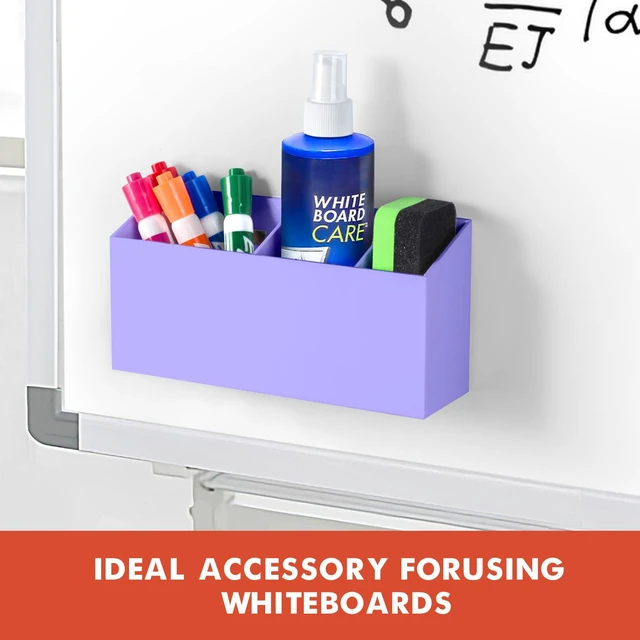 Alt view image 5 of 7 - Magnetic Dry Erase Marker Holder for Whiteboard, Fridge Classroom Acrylic Magnet Pen Holder for Office, Refrigerator, Whiteboard Maker Holder for Teacher, Locker Organizer Accessories-Purple
