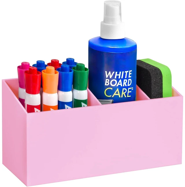 Main image of Magnetic Dry Erase Marker Holder for Whiteboard, Fridge Classroom Acrylic Magnet Pen Holder for Office, Refrigerator, Whiteboard Maker Holder for Teacher, Locker Organizer Accessories-Pink