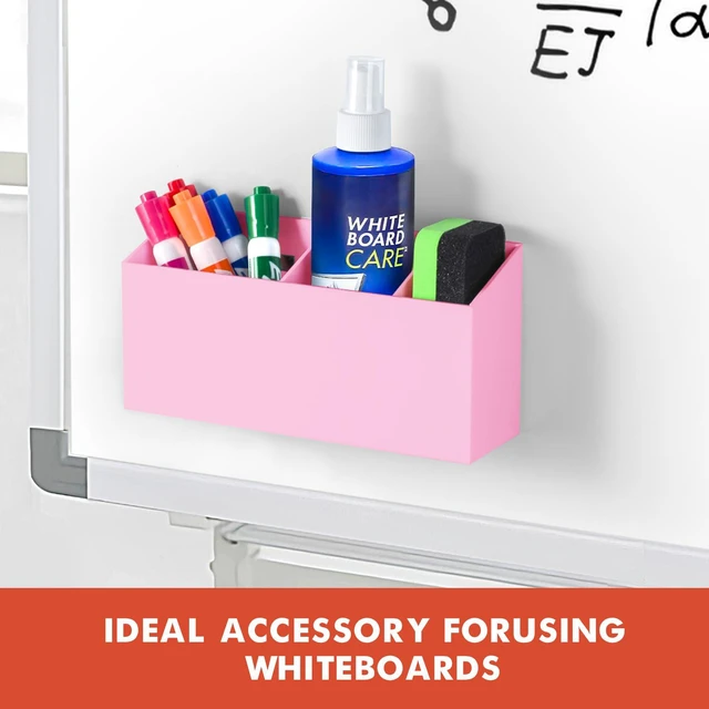 Alt view image 5 of 7 - Magnetic Dry Erase Marker Holder for Whiteboard, Fridge Classroom Acrylic Magnet Pen Holder for Office, Refrigerator, Whiteboard Maker Holder for Teacher, Locker Organizer Accessories-Pink