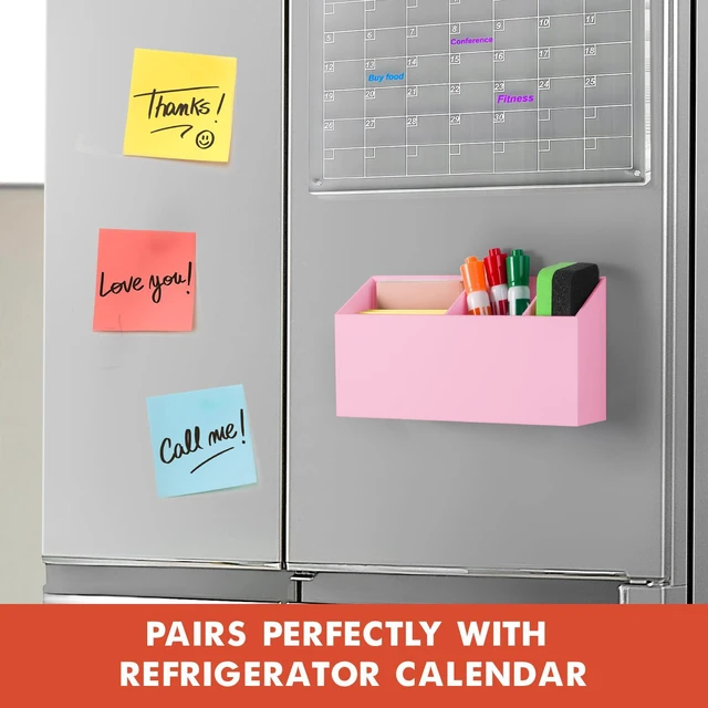 Alt view image 6 of 7 - Magnetic Dry Erase Marker Holder for Whiteboard, Fridge Classroom Acrylic Magnet Pen Holder for Office, Refrigerator, Whiteboard Maker Holder for Teacher, Locker Organizer Accessories-Pink