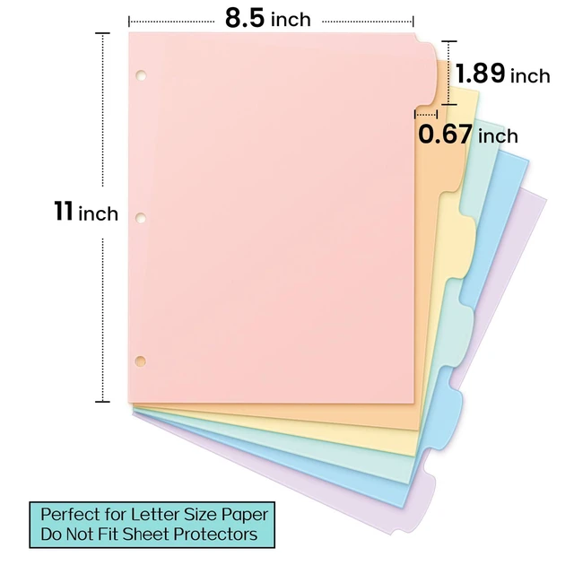 Alt view image 2 of 7 - 6-Tab Durable Plastic Write & Erase Big Tab Dividers for 3 Ring Binder, Aesthetic Cute Binder Dividers for Student, Teacher, Office, Home Organizers, 6 Sets