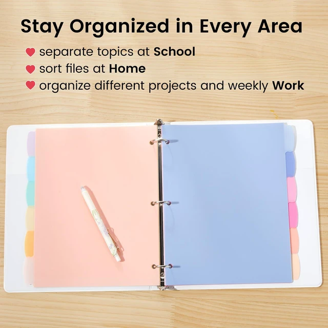 Alt view image 7 of 7 - 6-Tab Durable Plastic Write & Erase Big Tab Dividers for 3 Ring Binder, Aesthetic Cute Binder Dividers for Student, Teacher, Office, Home Organizers, 6 Sets