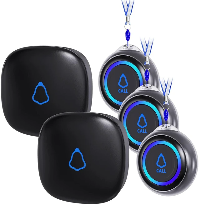 Main image of Wireless Caregiver Pager, 3 Call Buttons + 2 Receivers for Elderly at Home Medical Life Alert System for Seniors/Kids, SOS Emergency Panic Call Bell, Nurse Calling/Patient Assistance Help Buzzer Alarm