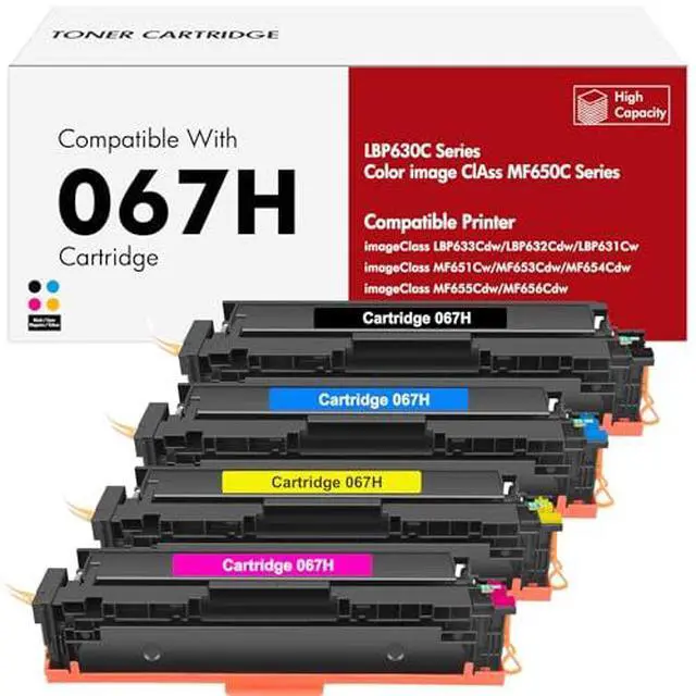 Alt view image 7 of 7 - 067H 067 Cartridge Set for Canon MF650C MF654Cdw MF656Cdw LBP632Cdw Compatible for Canon 067H Color ImageCLASS LBP630C LBP633Cdw LBP631Cw MF653Cdw MF652Cdw MF651Cw MF655Cdw Printer 4 Pack Ink