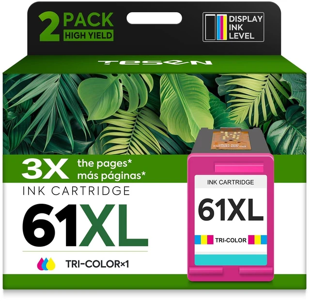 Main image of 61XL ink 61 Color Replacement for HP 61 Color Ink Cartridge HP61 HP61XL Compatible for HP Envy 5530 4500 4502 5535 Deskjet 2540 2541 3050 3510 1510 OfficeJet 4630 4632 Printer (Tir-Color 1-Pack)