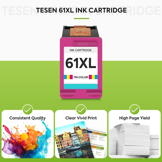 Alt view image 5 of 7 - 61XL ink 61 Color Replacement for HP 61 Color Ink Cartridge HP61 HP61XL Compatible for HP Envy 5530 4500 4502 5535 Deskjet 2540 2541 3050 3510 1510 OfficeJet 4630 4632 Printer (Tir-Color 1-Pack)