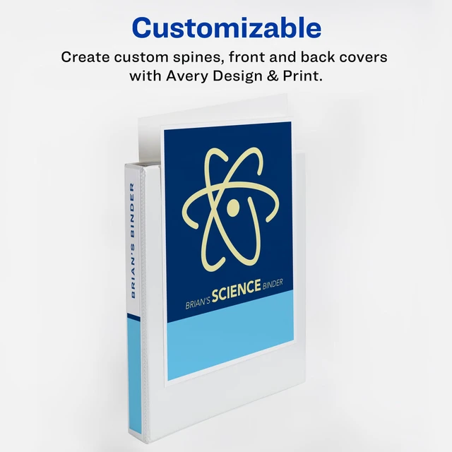 Alt view image 2 of 7 - Heavy-Duty View 3 Ring Binder with 1 Inch Rings, 5 Tab Easy Print & Apply Clear Label Binder Dividers, Office Supplies Set (01687)