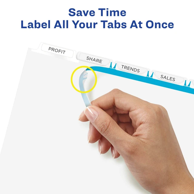 Alt view image 5 of 7 - Heavy-Duty View 3 Ring Binder with 1 Inch Rings, 5 Tab Easy Print & Apply Clear Label Binder Dividers, Office Supplies Set (01687)