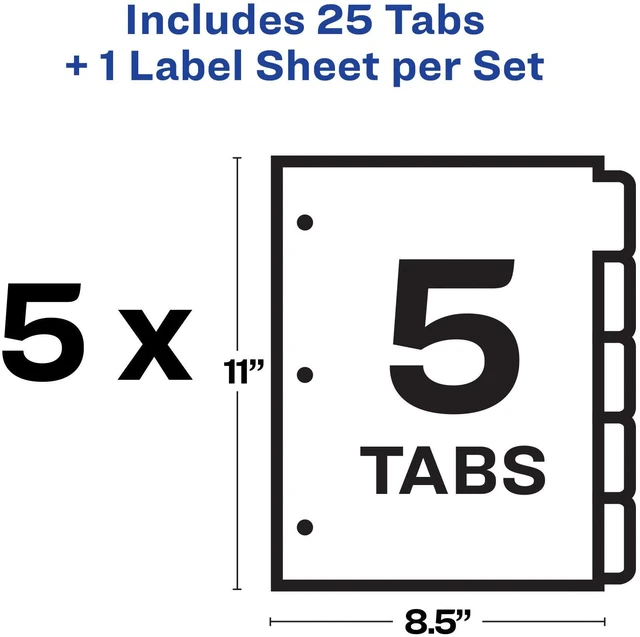Alt view image 6 of 7 - Heavy-Duty View 3 Ring Binder with 1 Inch Rings, 5 Tab Easy Print & Apply Clear Label Binder Dividers, Office Supplies Set (01687)