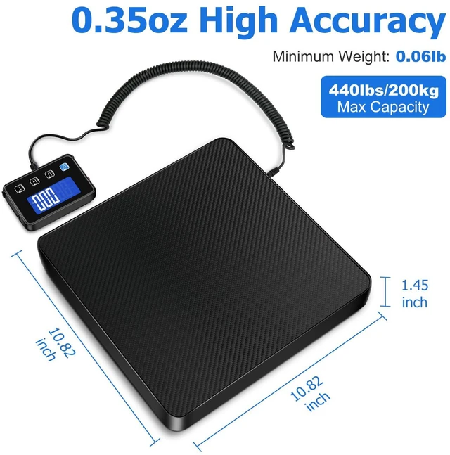 Alt view image 2 of 7 - Shipping Scale, 440 lbs/0.35oz High Accurate Digital Postal Scale with Hold/Tare Function, Postage Scale for Packages, Luggage, Small Business, Home Use, Battery & Charging Cable Include