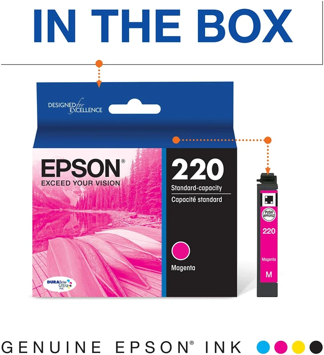 Alt view image 2 of 6 - T220 DURABrite Ultra -Ink Standard Capacity Cyan -Cartridge (T220320-S) for Select Expression and Workforce Printers, Magenta, 1 Count (Pack of 2)