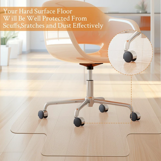 Alt view image 3 of 7 - Office Chair Mat,Easy Glide Hard Wood Tile Floor Mats Chair Mat for Home Office Rolling Chair,Heavy Duty Floor Protector -36"x48" with Lip