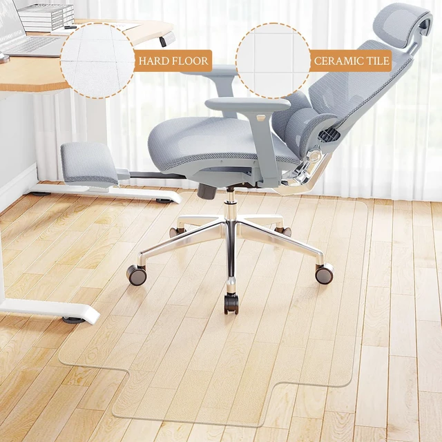 Alt view image 5 of 7 - Office Chair Mat,Easy Glide Hard Wood Tile Floor Mats Chair Mat for Home Office Rolling Chair,Heavy Duty Floor Protector -36"x48" with Lip